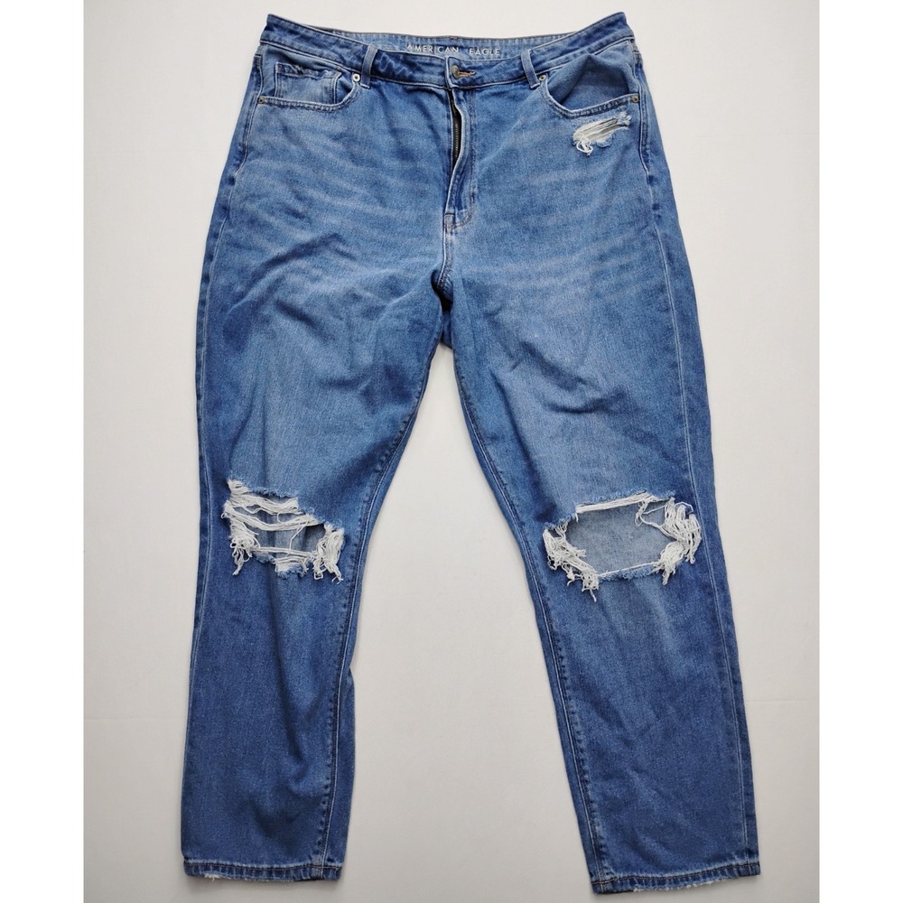 American Eagle Mom Jean Next Level Stretch Womens 18 Blue Denim High Rise 38x28 - Picture 1 of 12